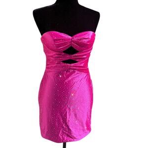 Fushia Short Formal Strapless Cutouts open Back Small